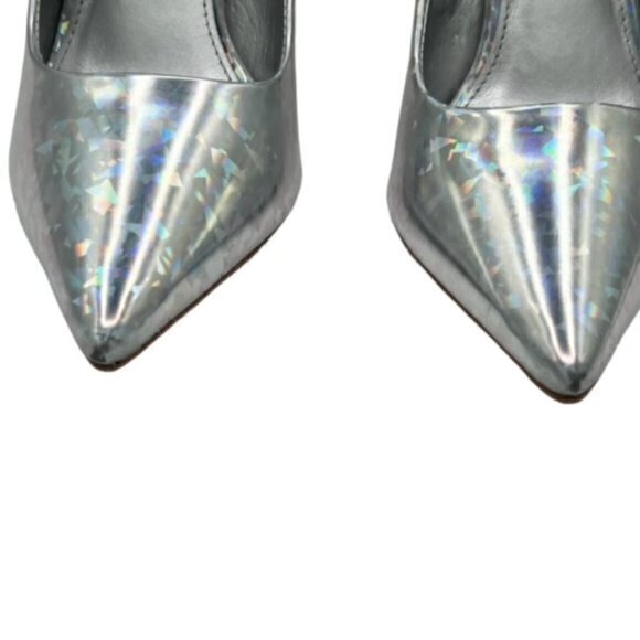 🎉SALE🎉 Steve Madden Vala Iridescent Silver Holographic Heels 8.5 NEW Party - Picture 3 of 10